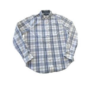 Nautica Button Down Long Sleeve Plaid Blue Size Large Business Casual Preppy
